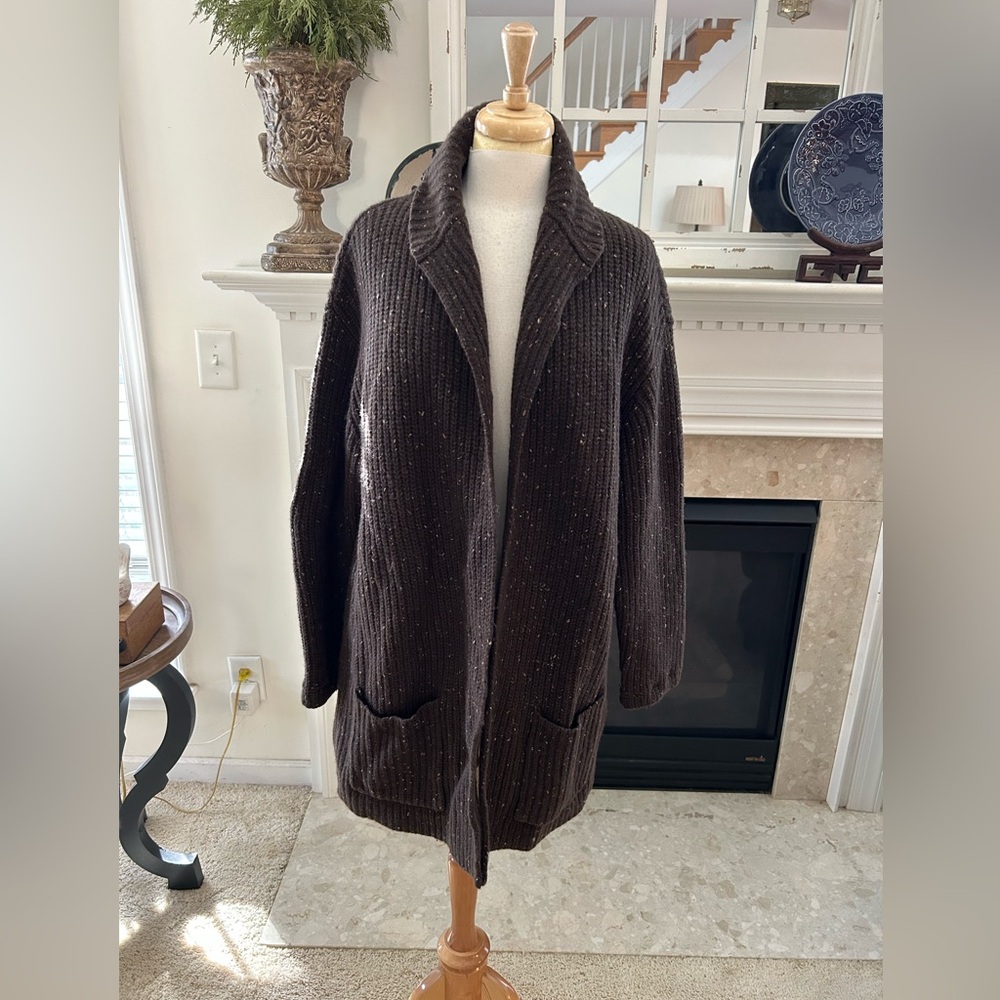 J. Jill Brown Fleck Lambswool Cardigan